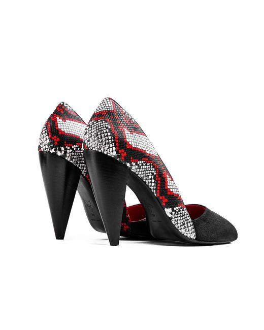 Rosamund Muir London Red Romera Duo Texture & Snake Print Heels