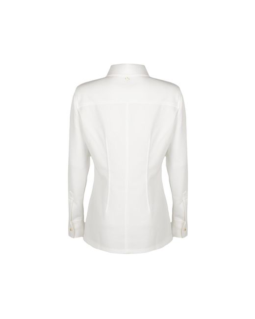 Laines London White Laines Couture Shirt With Embellished Pink Flower Eye Shirt