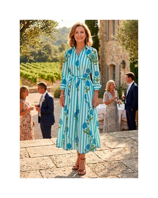 At Last Blue Cotton Marigold Dress