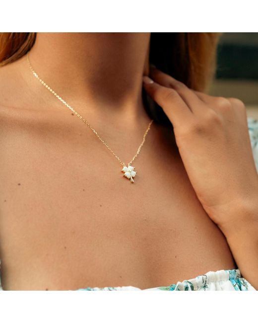 Spero London Metallic Opal Four Leaf Clover Sterling Necklace & Earring Set