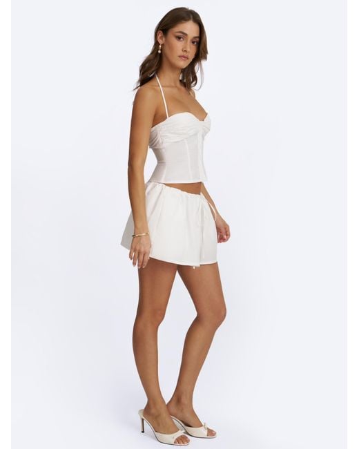 Miss Circle New York White Waverly Cotton Poplin Button-Front Sweetheart Halter Top