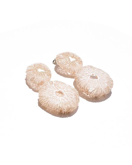 Nana Watanabe Pink Neutrals Coral Egg Embroidery Earrings