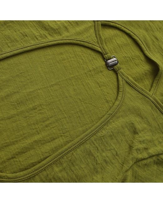 FRONT ROW SHOP Green Open-Back Wool Jersey Top