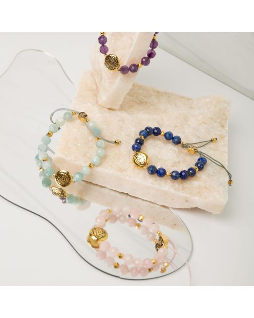 Seven Saints Metallic Throat Chakra Aquamarine Inner Peace And Tranquility Bracelet