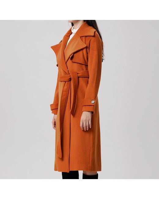 Smart and Joy Orange Shoulder Flaps Woolen Coat