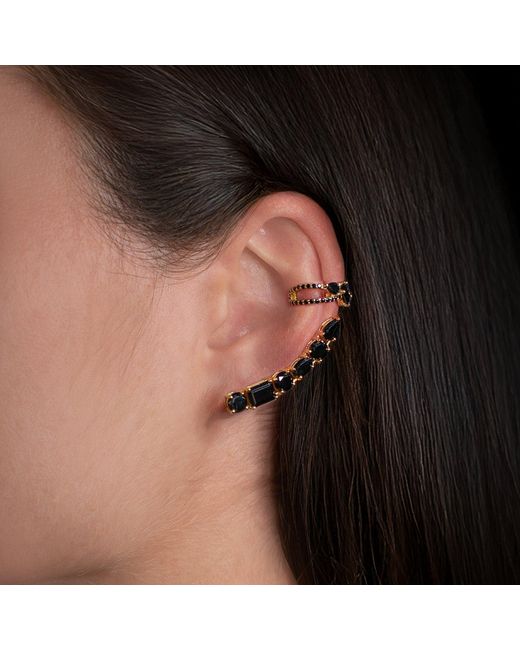 SALLY SKOUFIS Metallic Baguette Ear Cuff With Made Cz Diamond Stimulant