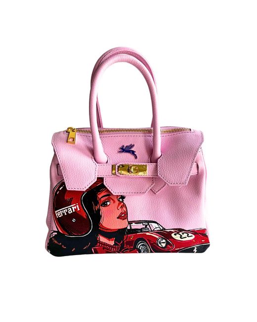 Maison Rubaiyat Pink Mini Bella Hand-Painted Leather Bag