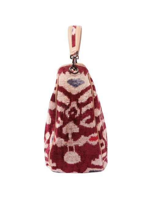 SJW BAGS LONDON Red Garuda Velvet Ikat Bag