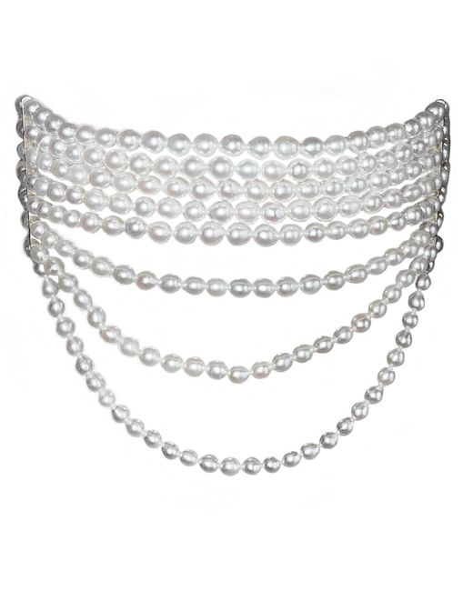 Leni James White The Victoria Pearl Choker Necklace