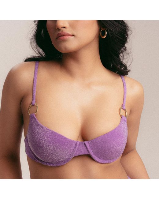 Patti Jane Swim Purple Lola's Disco Sparkle Padded Bikini Top