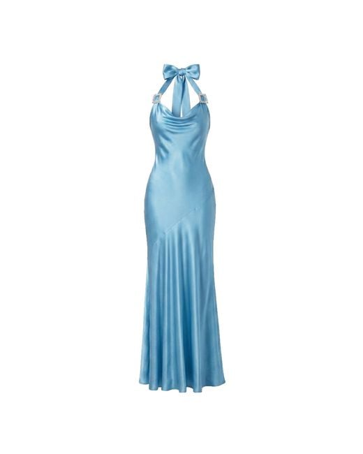 Belsize25 Blue Mayfair Series – Crystal Buckle Halterneck Dress