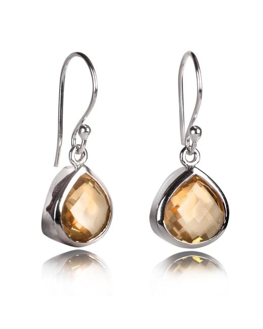 The Jewellery Store London Metallic Pear-Shaped Citrine Earrings