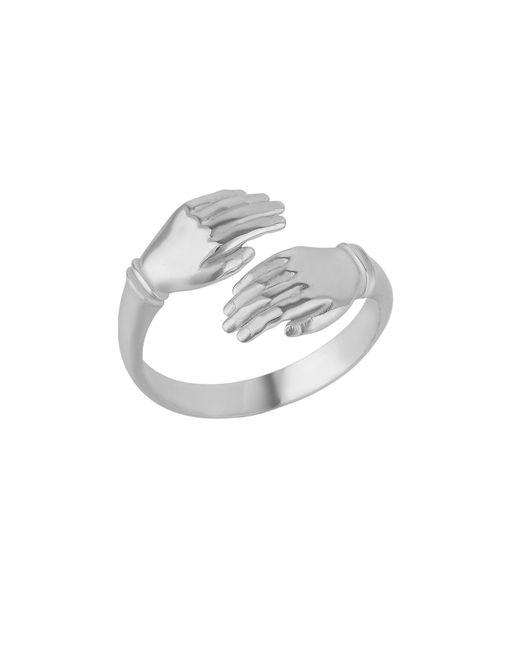 Spero London Metallic New Hug Ring With Hands Sterling & Plated