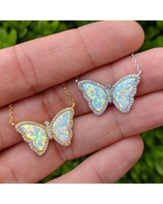 KAMARIA Red Opal Butterfly Necklace With Crystals