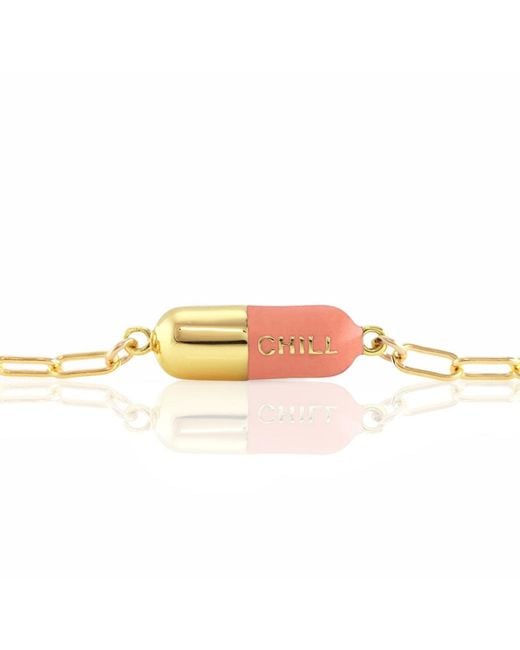 Kris Nations Chill Pill Enamel Bracelet Gold Filled & Pink Sky Enamel