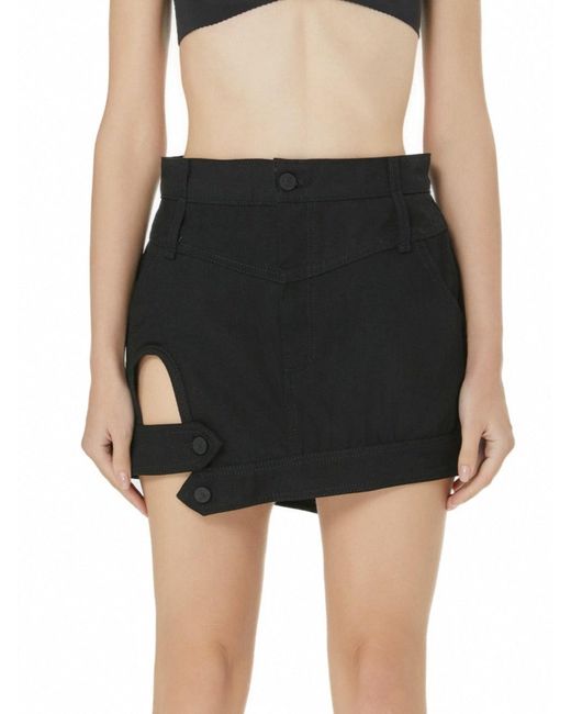 Gao Republic Black Mini Skirt Cut-Out Denim