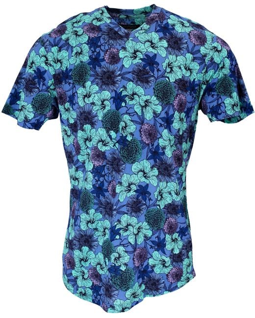 Lords of Harlech Blue Maze Hibiscus Garden Shirt for men