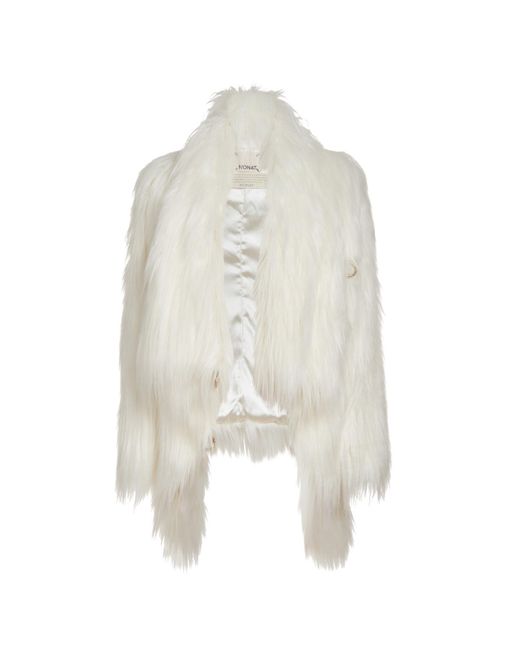 N'Onat Fluffy Faux Fur Vegan Coat In in White | Lyst UK