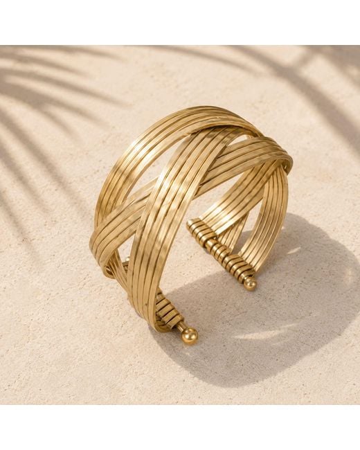Rare Matters Jewelry Metallic Hammered Braided Brass Wire Cuff Bracelet