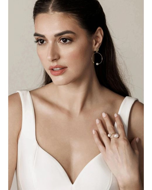 Lisa&Co. Metallic Earrings Pearl On Circle