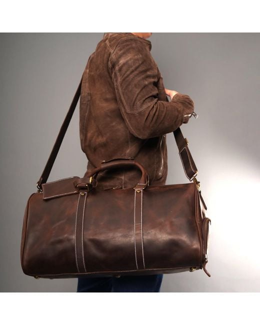 Touri Brown Leather Over-Night With Shoe Storage for men