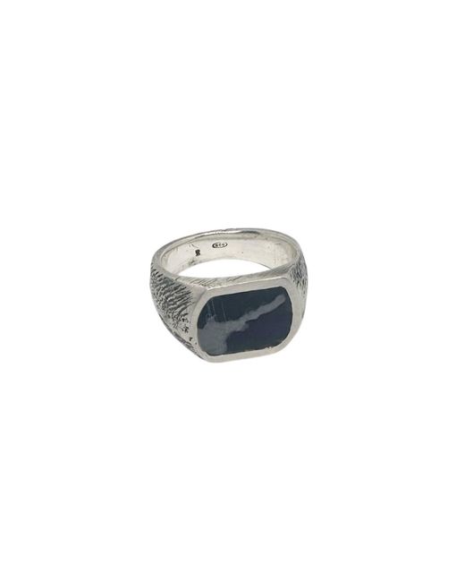 Tg-Jewellery by Tamara Gervasio Multicolor Trace Enamel Signet Ring — Recycled Sterling – Sand Casting for men