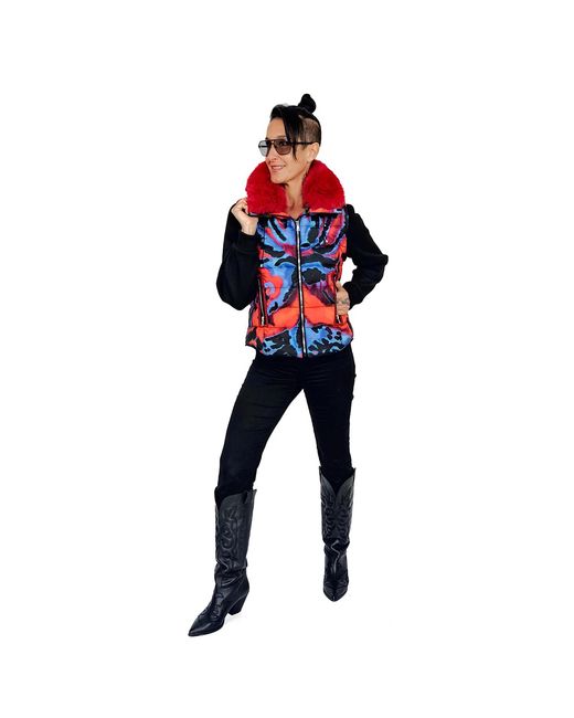 Lalipop Design Red Detachable Sleeve Puffer Jacket