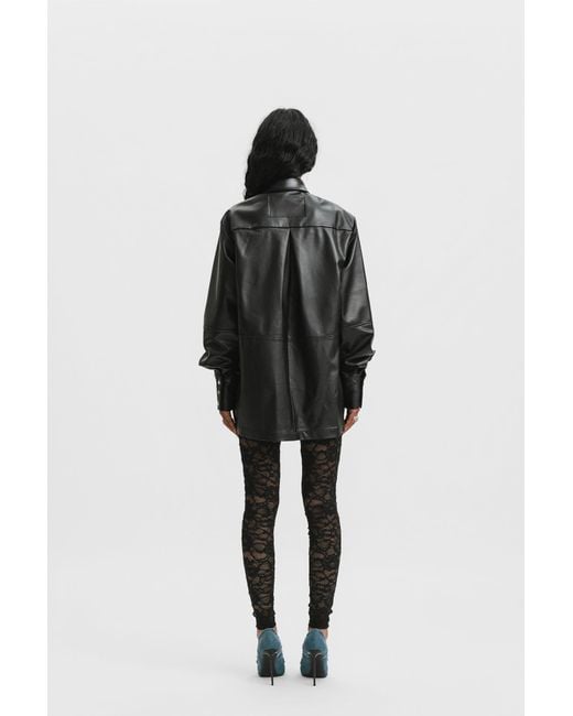 Galleriadele Blue Lamb Leather Shirt