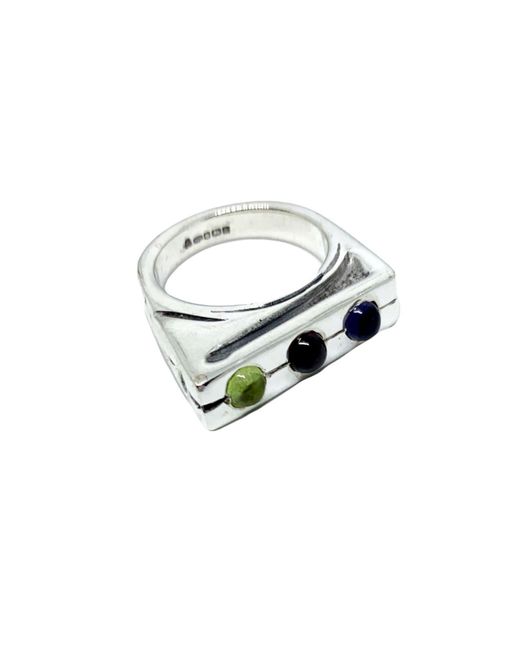 Tg-Jewellery by Tamara Gervasio Metallic Traffic Light Ring With Garnet, Iolite And Peridot