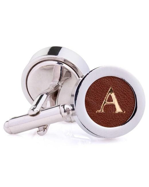 N'damus London Multicolor Regent Chestnut Leather Letter Cufflinks for men