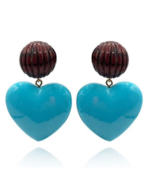 Michael Nash Jewelry Blue Amour Carved Tortoise Pierced Resin With Heart Drop