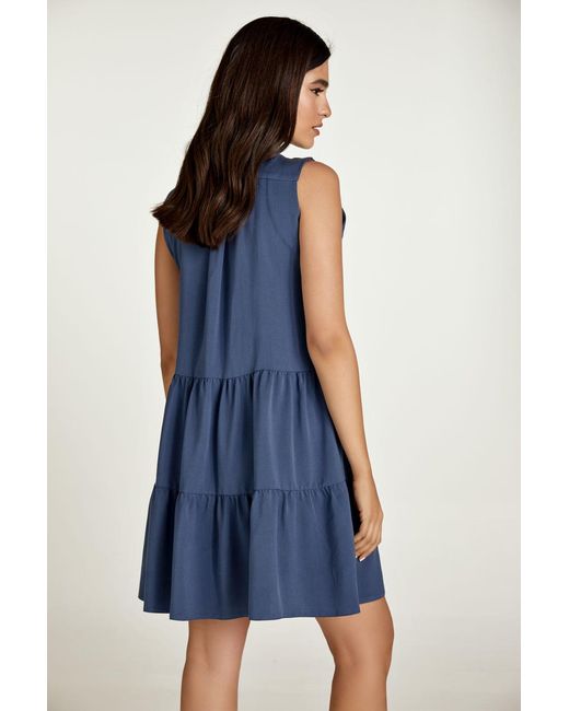 Conquista Blue Sleeveless A Line Dress