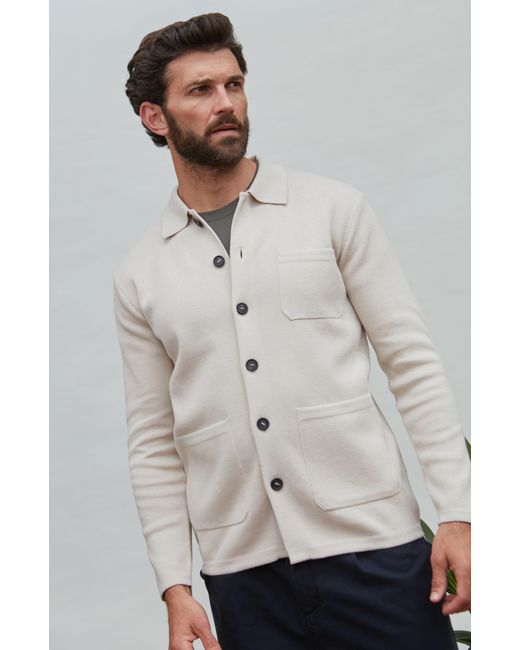 Paul James Knitwear Natural Neutrals Midweight Cotton Benjamin Work Shirt for men