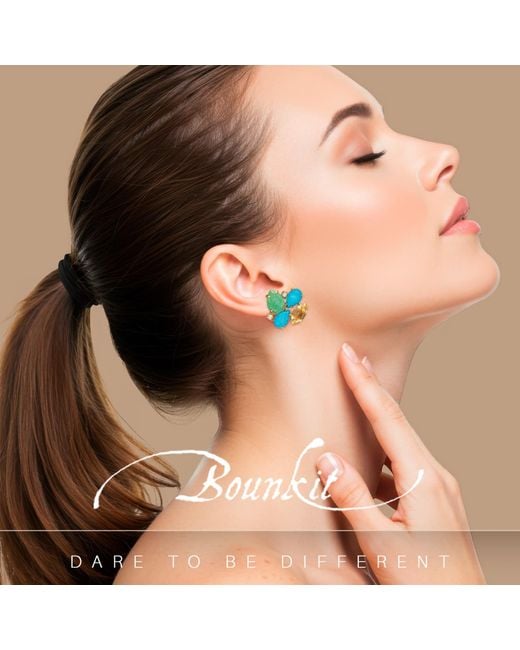 Bounkit Blue Honolulu Studs Clip On