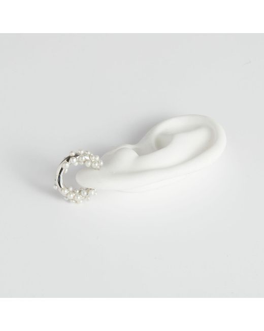 Kasun Metallic Pearl Cluster Hoop Earrings