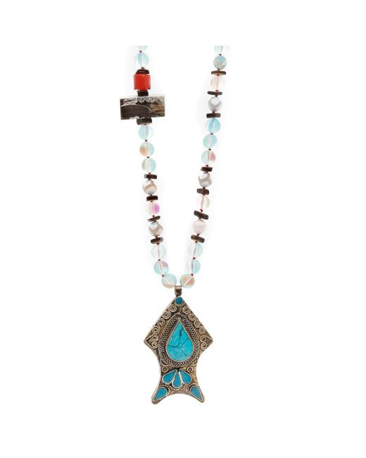 Ebru Jewelry Silver Aqua Blue Fish Necklace