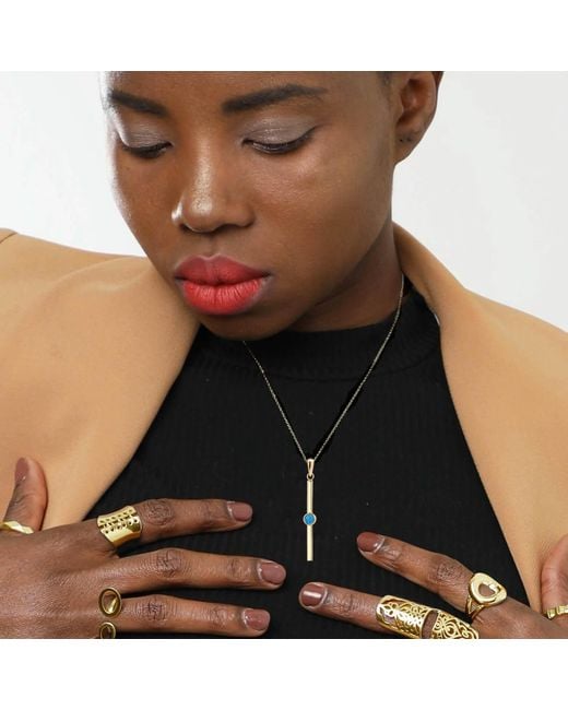Gold & Honey Metallic Bar Pendant Necklace