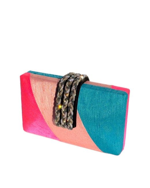 Simitri Pink Sorbet Braided Fringe Clutch