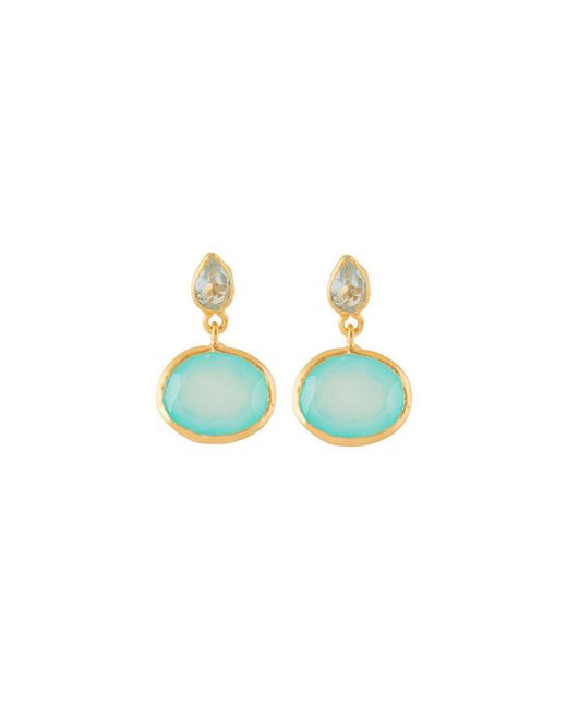 Opium Jewels Blue Double Droplet Oval Studs