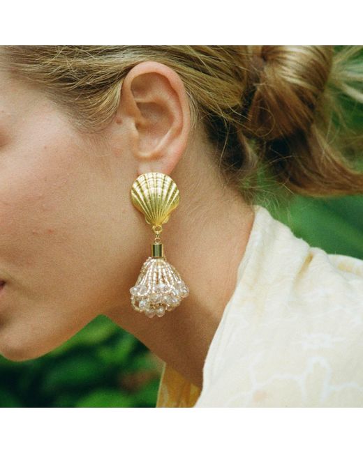 Sccollection Metallic Nellie Tassel & Shell Earrings