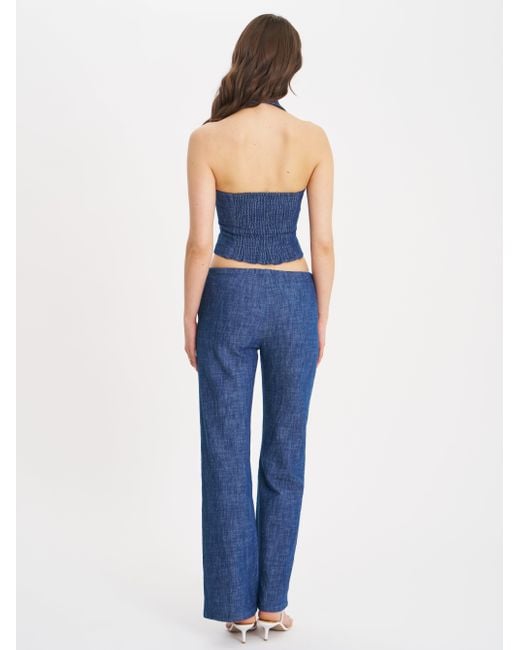 Miss Circle New York Blue Rafaella Ruched Back Cotton Denim Suit Vest