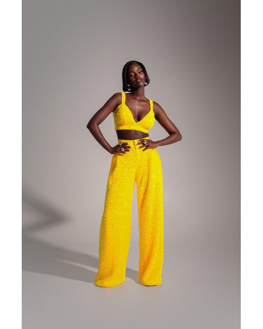 Ofuure Yellow Liza Sequin Bra Top