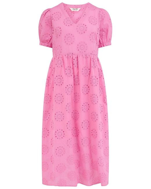 Sugarhill Pink Kim Broderie Anglaise, Midi Smock Dress