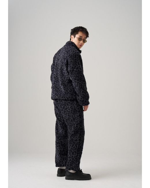 Éclectique Black Leopard Fleece Pants for men