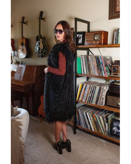 Jennafer Grace Black Zenobia Psyche Faux Fur Trim Vest