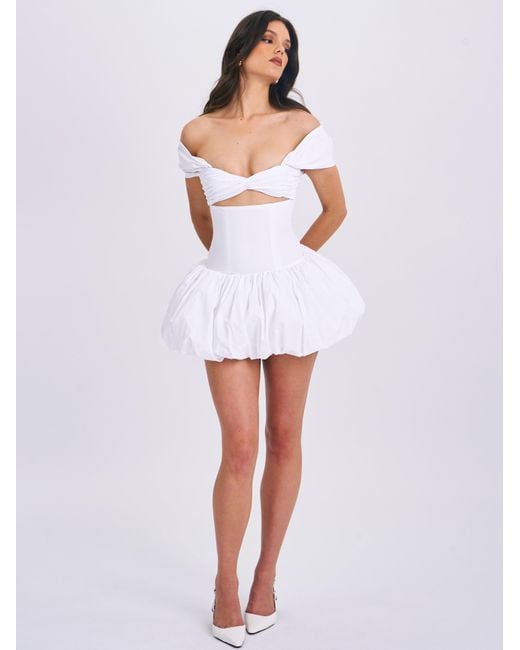 Miss Circle New York White Umika Bubble Hem Mini Dress