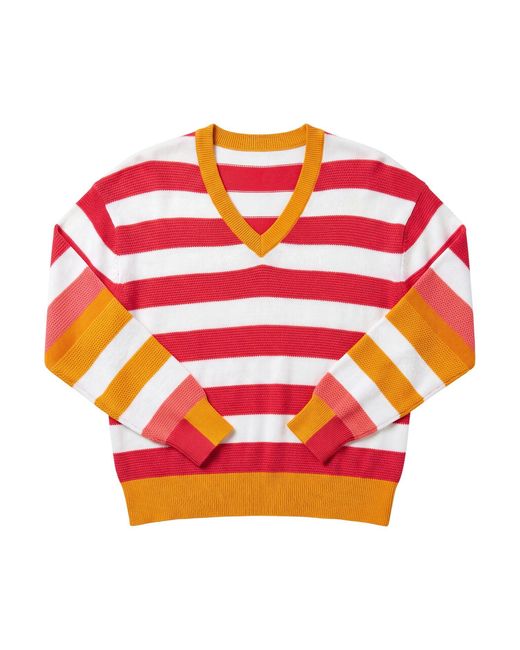 Brodie Cashmere Red Mesh Stripe V