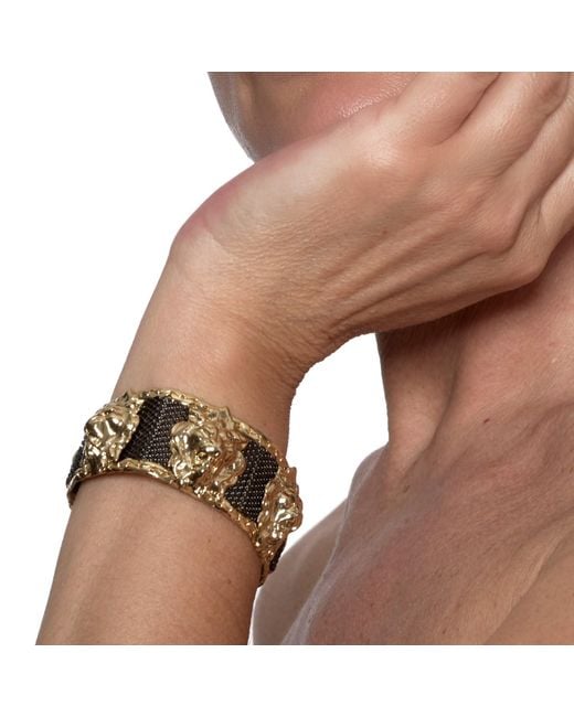 Addicted Metallic Heritage Plated Bracalet With Lion Head Motifs