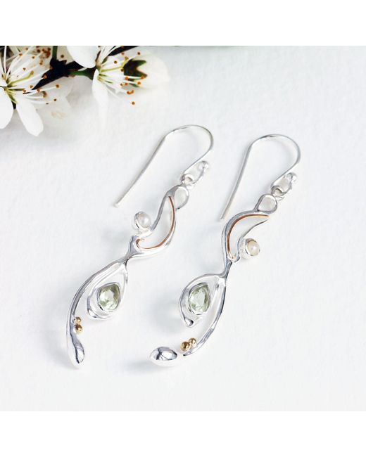 Isla Silver Metallic Transcending Elegance Light Amethyst & Pearl Dangle Earrings