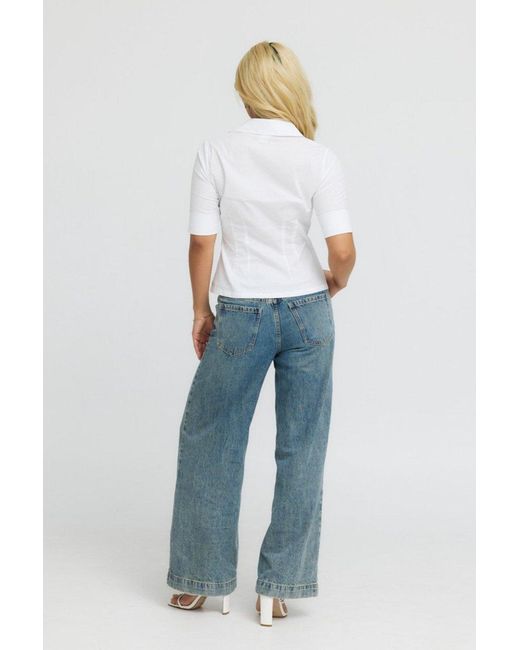 Why Mary Blue The Kate Short Sleeve Cotton Shirt Blouse